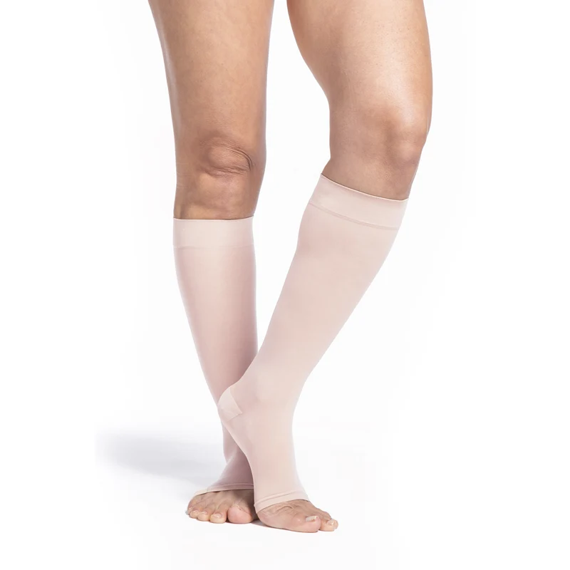 Sigvaris Sheer Women's Knee High 20-30 mmHg, Open Toe LS / Warm Sand