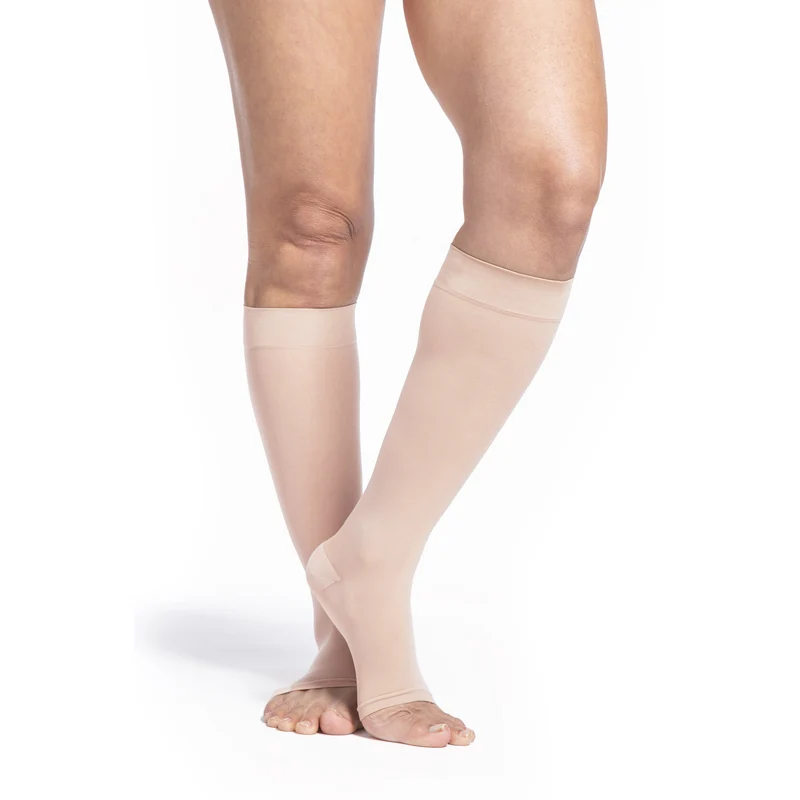 Sigvaris Sheer Women's Knee High 15-20 mmHg, Open Toe ML / Toasted Almond