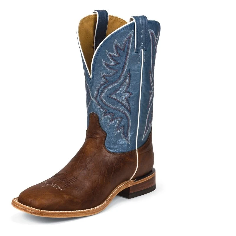 Tony Lama Mens Square Toe Pecan Bison Boots Tan / 14 D