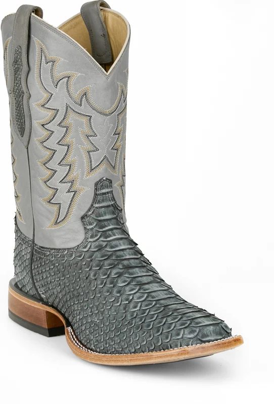 Tony Lama Mens Mario 11" Python Boots Grey / 9 EE