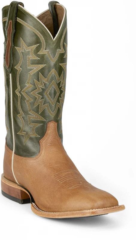 Tony Lama Mens Samuel 13" Western Boots Tan/Green / 14 EE