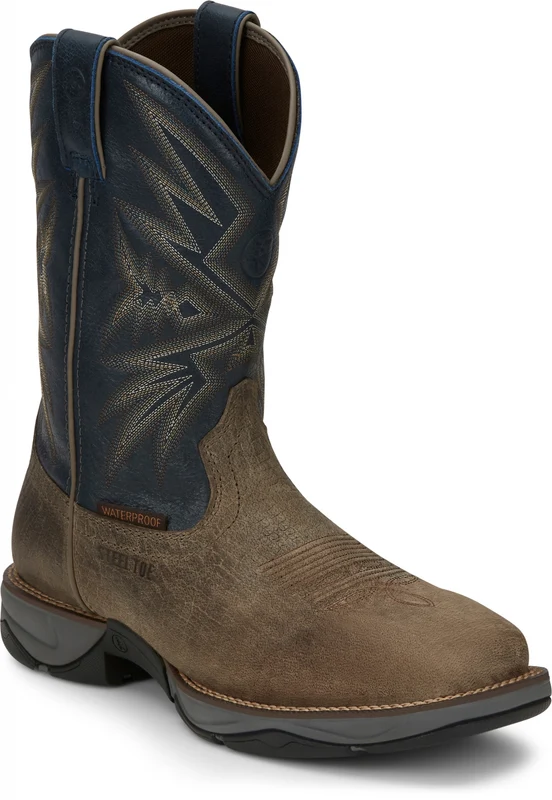 Tony Lama Mens Bartlett 11" Pull-On Steel Toe Work Boots Stone/Grey / 10.5 EE