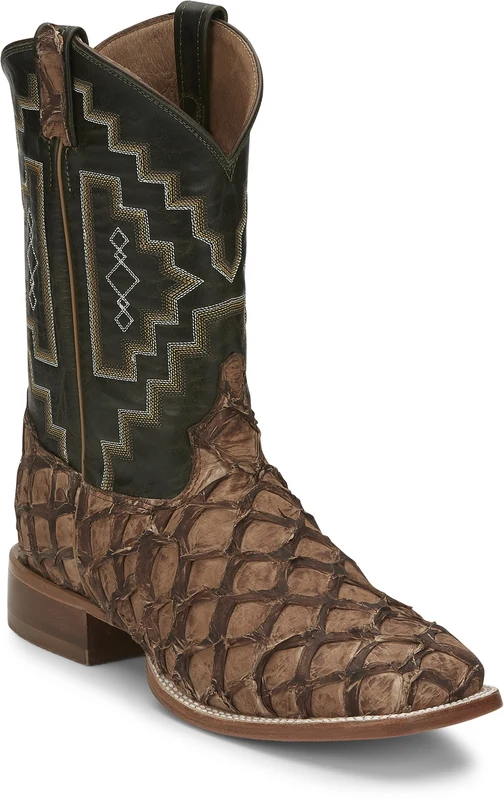 Tony Lama Mens Leviathan 11" Pirarucu Boots Chocolate Brown / 9.5 D