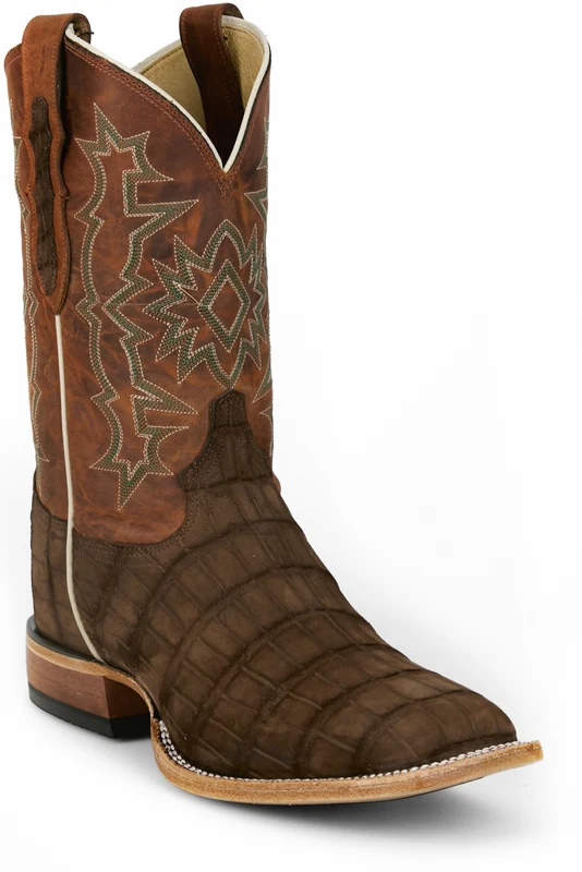 Tony Lama Mens Miguel 11" Alligator Boots Brown / 10.5 EE