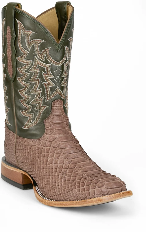 Tony Lama Mens Mario 11" Python Boots Brown/Green / 11 D