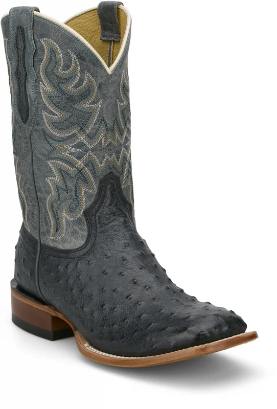 Tony Lama Mens Blaine 11" Ostrich Boots Grey / 13 D