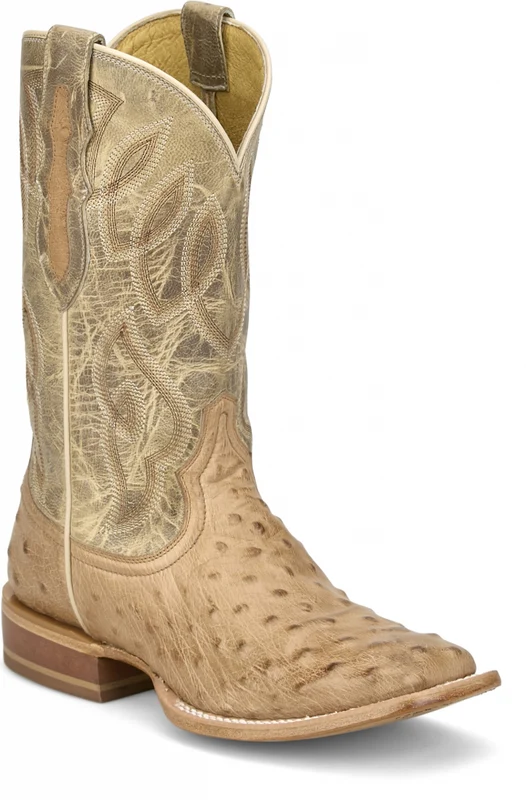 Tony Lama Ladies Cheyenne 11" Ostrich Boots Tan/Brown / 8 B