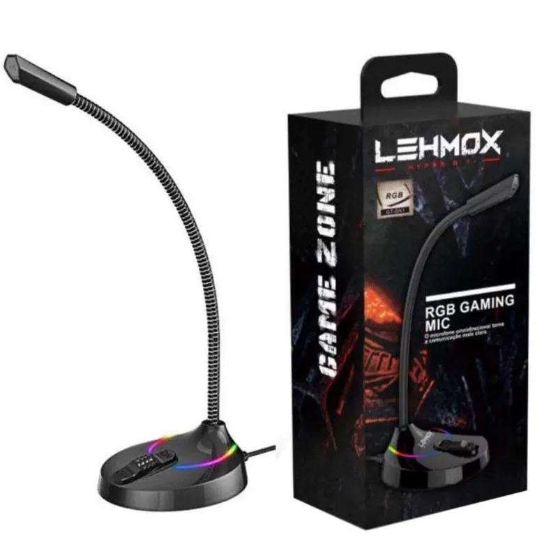 Microfone Gamer Lehmox De Mesa Rgb Hyper g. T Usb Gt-Gk1