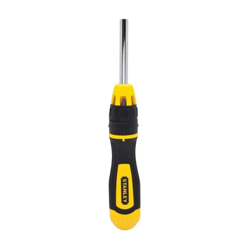 Destornillador Ratchet Stanley Modelo 62574 Cromado Amarillo con 20 Puntas