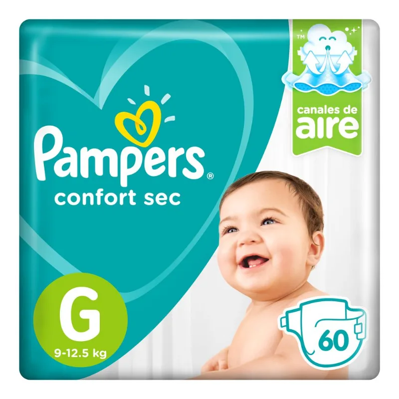 Pañales Pampers talle G confort sec x 60 uni