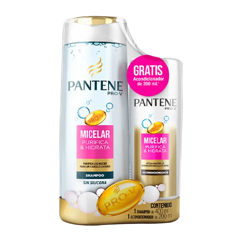 Shampoo Pantene Pro-V Micelar 400ml +Acondicionador Gratis 200ml