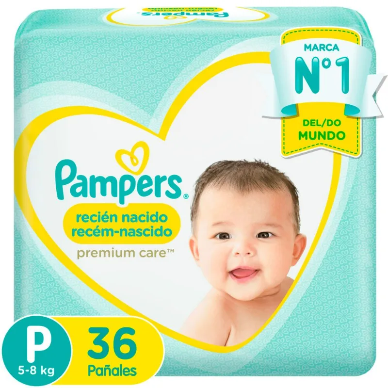 Pañales Pampers Premium Care Recién Nacido Talla P 36 un.