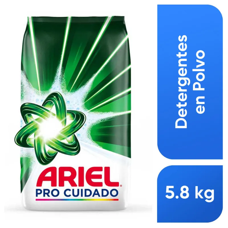 Detergente en Polvo ARIEL Cuidado para Ropa Blanca y de Color Bolsa 5.8Kg