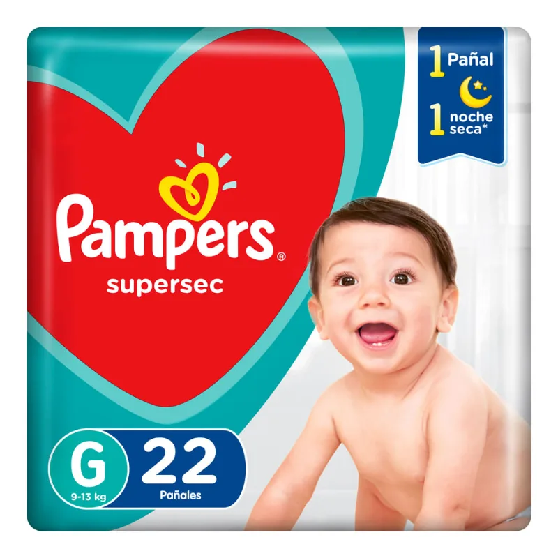 Pañales Pampers talle G supersec x 22 uni
