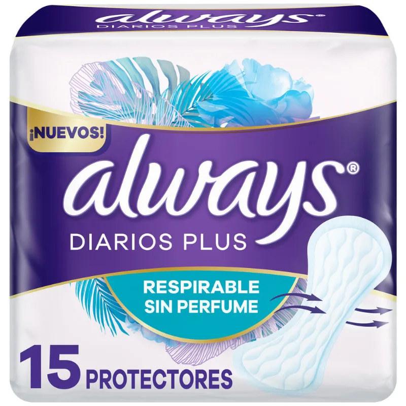 Protectores diarios Always respirable plus 15 uni.