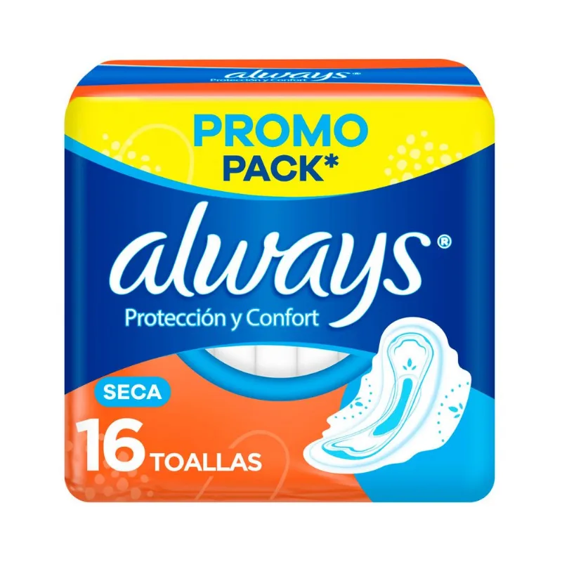 Toallitas femeninas Always protección y confort seca 16 uni