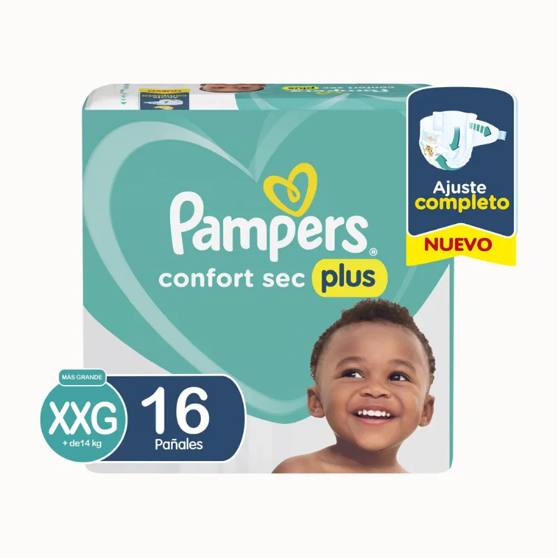 Pañales Pampers talle XXG confort sec plus x 16 uni