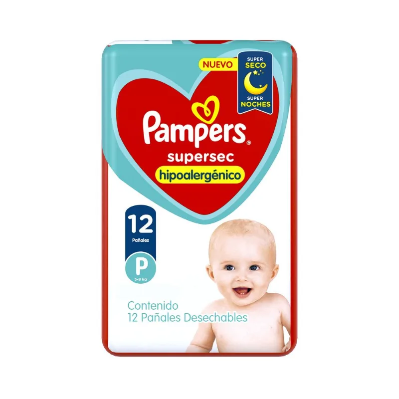 Pañales Pampers talle P supersec 12 uni