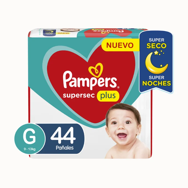 Pañales Pampers talle G supersec plus x 44 uni