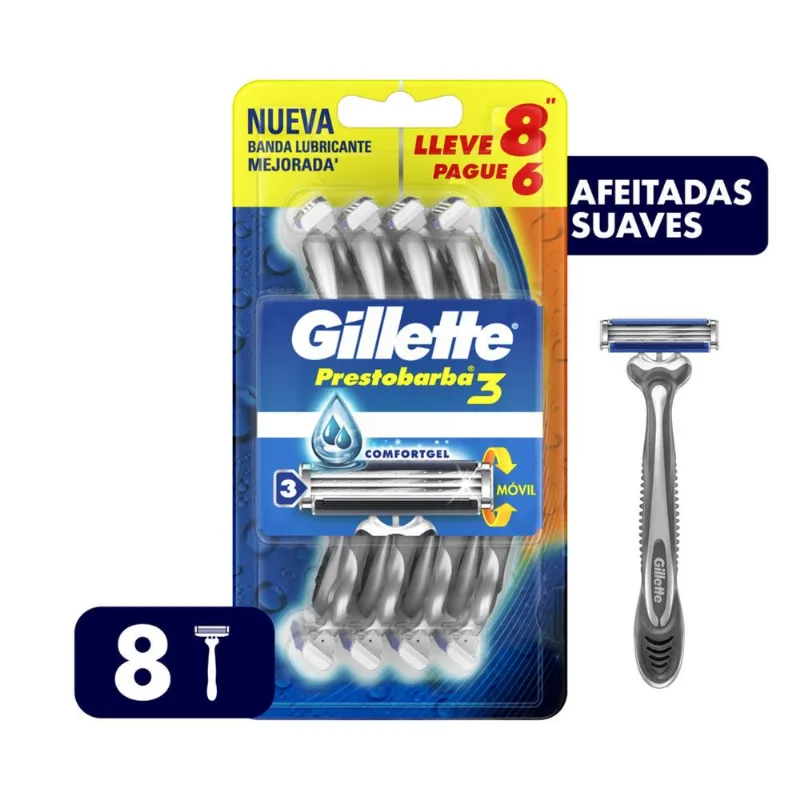 Máquina de afeitar Gillette prestobarba3 x 8 uni