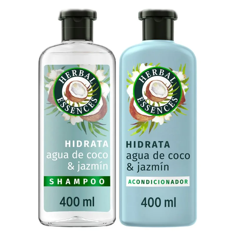 Pack Herbal Essences Hidrata Agua de Coco y Jazmín: Shampoo 400 ml + Acondicionador 400 ml