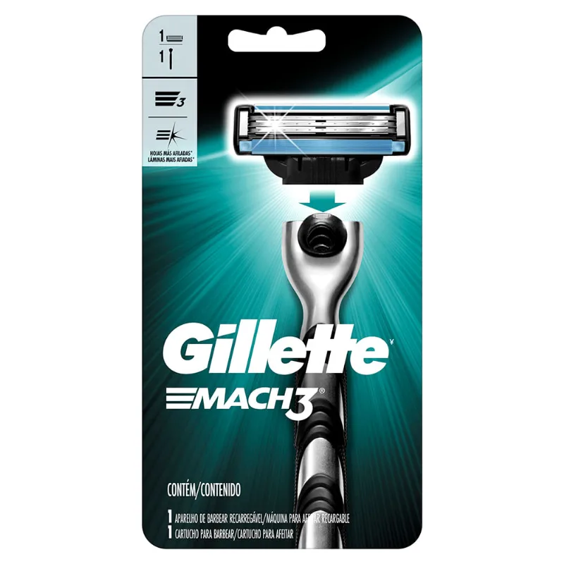 Máquina para Afeitar Gillette Mach3 Recargable + 1 Cartucho