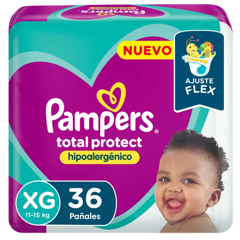 Pañales Pampers talle XG total protect 36 uni