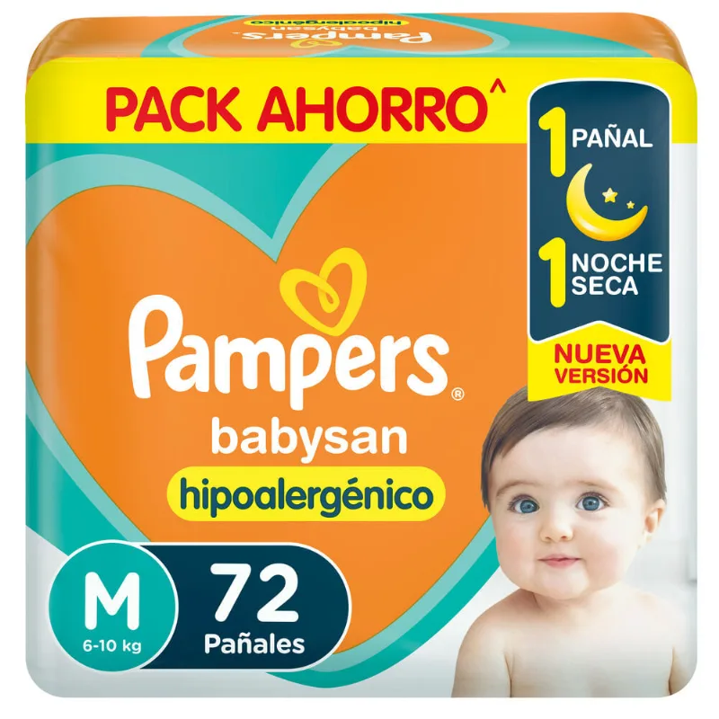 Pañales talle M Pampers babysan 72 uni