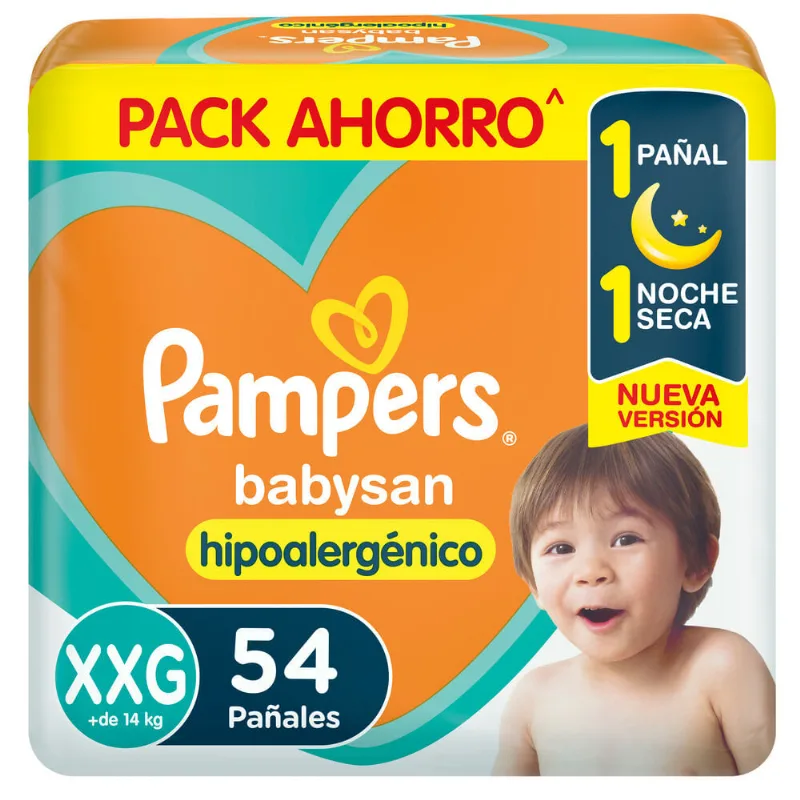 Pampers Babysan hipoalergénico pañales desechables talle XXG 54 uni