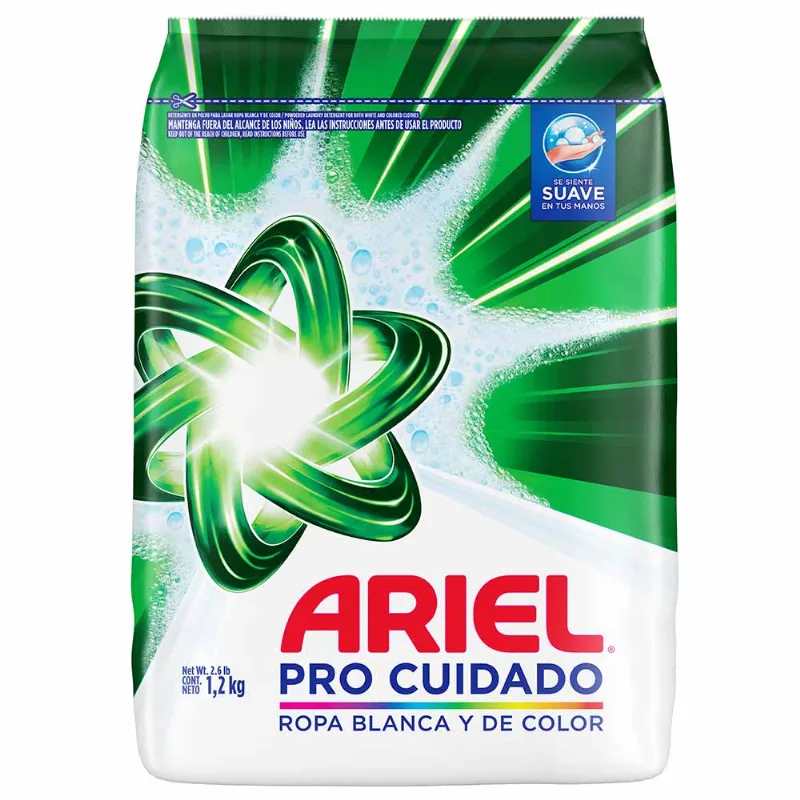 Detergente en Polvo ARIEL Pro Cuidado Bolsa 1.2Kg
