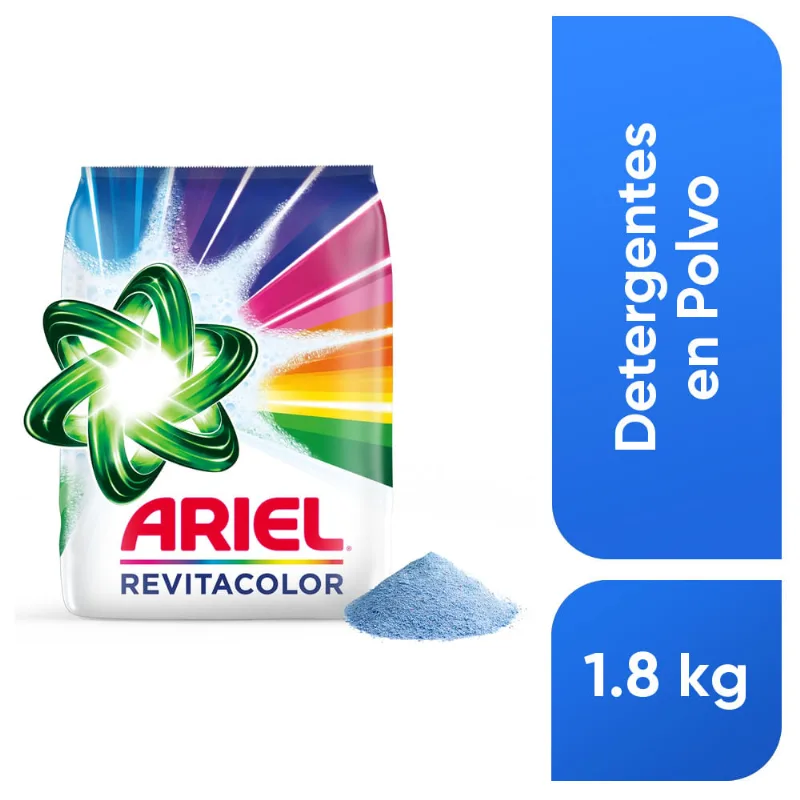 Detergente en Polvo ARIEL Revitacolor para Ropa de Color Bolsa 1.8Kg