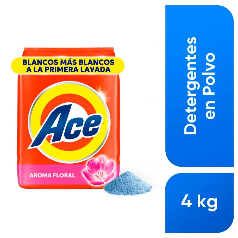 Detergente en Polvo ACE con Toque de DOWNY Limpieza Completa con Micro Limpiadores y Mejor Disolución Bolsa 4Kg
