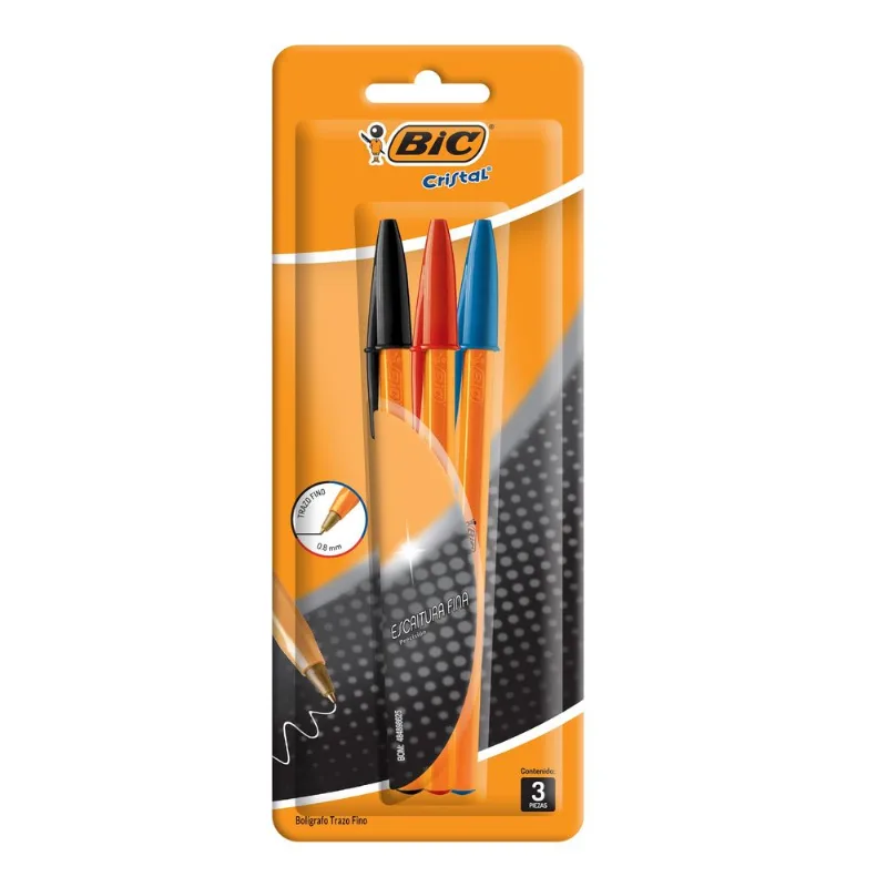 Bolígrafos | Bic Cristal | Multicolor Fino | 3 Piezas