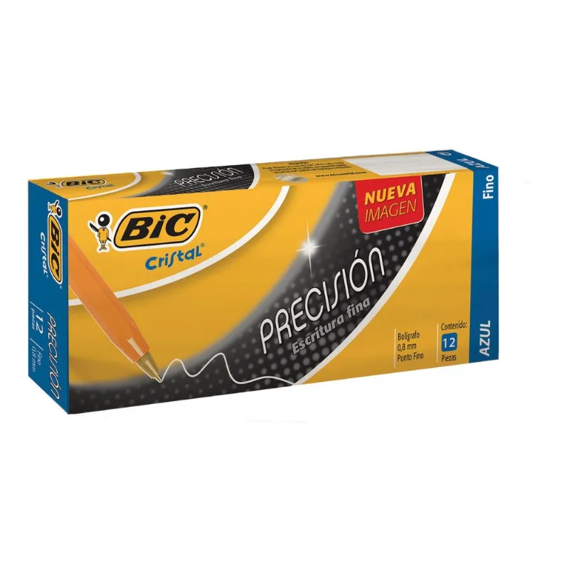 Caja de Bolígrafos | Bic Cristal | Azul Fino | 12 Piezas