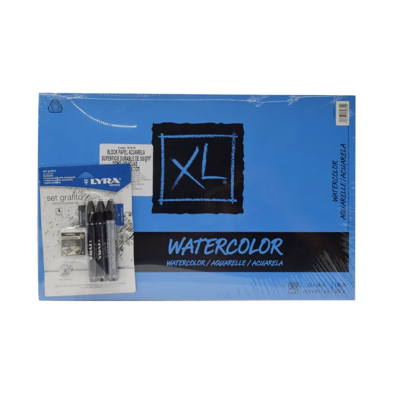 Kit de Bloc de Dibujo Canson XL Acuarela y Set Grafito Lyra