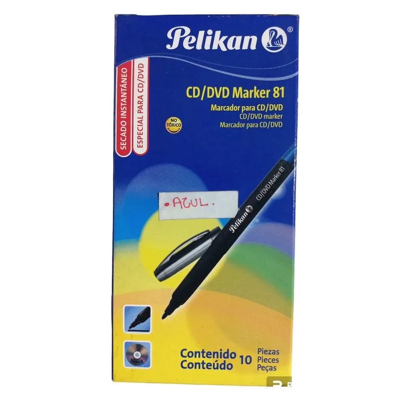 Caixa 10 unidades Caneta marcador Para Cd E Dvd Azul Pelikan