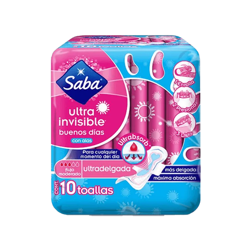 Toalla Ultra Invisible Ultradelgada Con Alas Saba 10 und