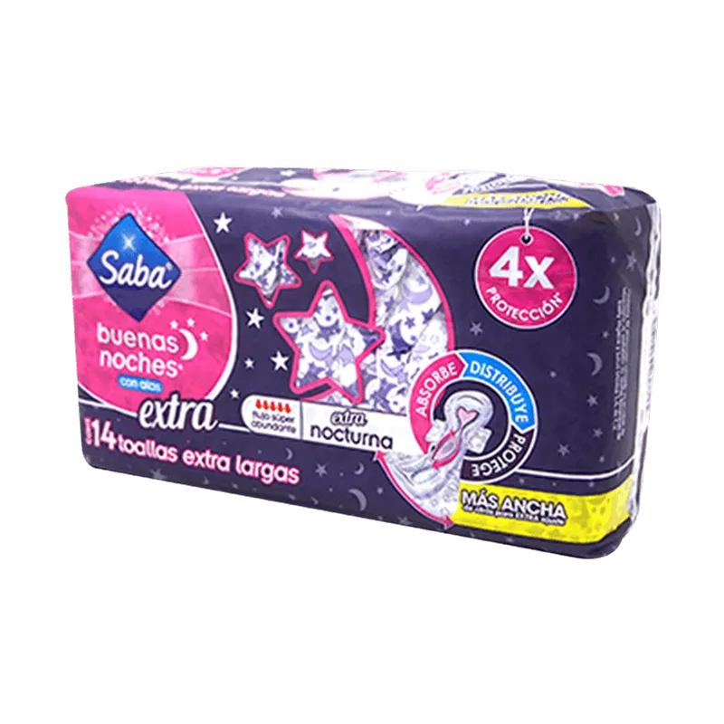 Toalla Nocturna Extra Larga Con Alas Saba 14 und