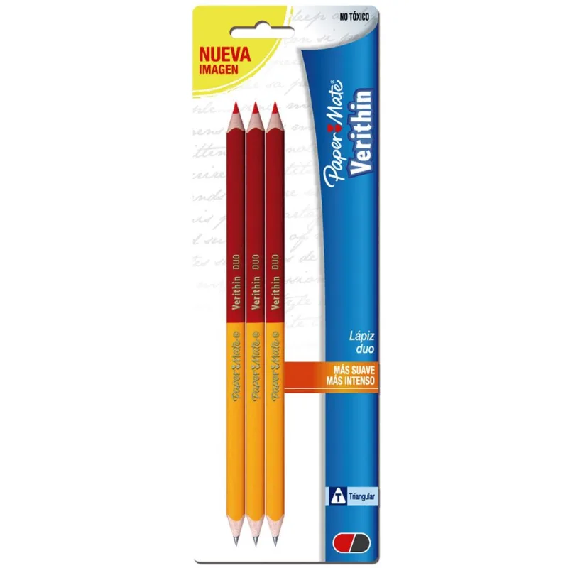 Lápices Bicolor | Paper Mate Verithin Duo | Triangulares | 3 Piezas