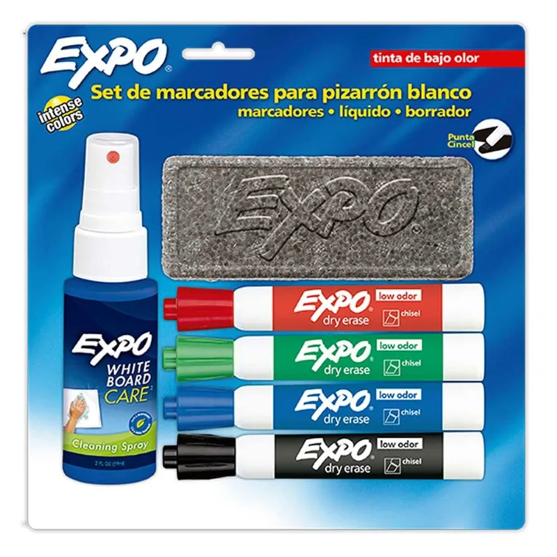 Kit de Marcadores para Pizarrón Blanco | Expo | 4 Piezas, Borrador y Limpiador