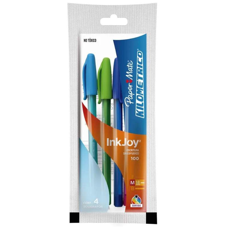 Bolígrafos | Paper Mate Kilométrico 100 | Multicolor Medio | 4 Piezas