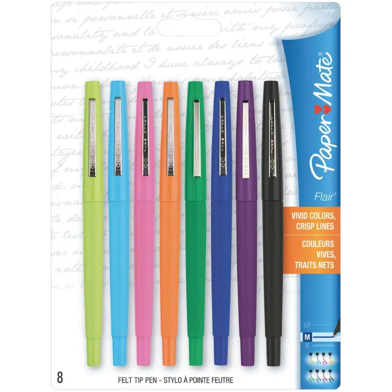 Plumones | Paper Mate Flair | Multicolor Medio | 8 Piezas