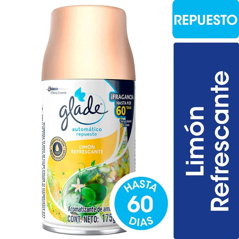 Aromatizante de ambientes automático Glade limón refrescante repuesto 175 g.