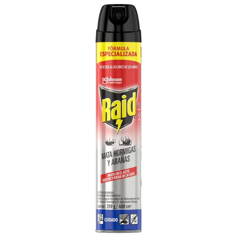 Insecticida en Aerosol RAID Hormiga y Arañas Frasco 400ml