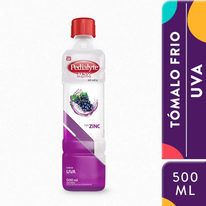 Pedialyte 60 con Zinc Solución Frasco con 500 Ml - Sabor Uva