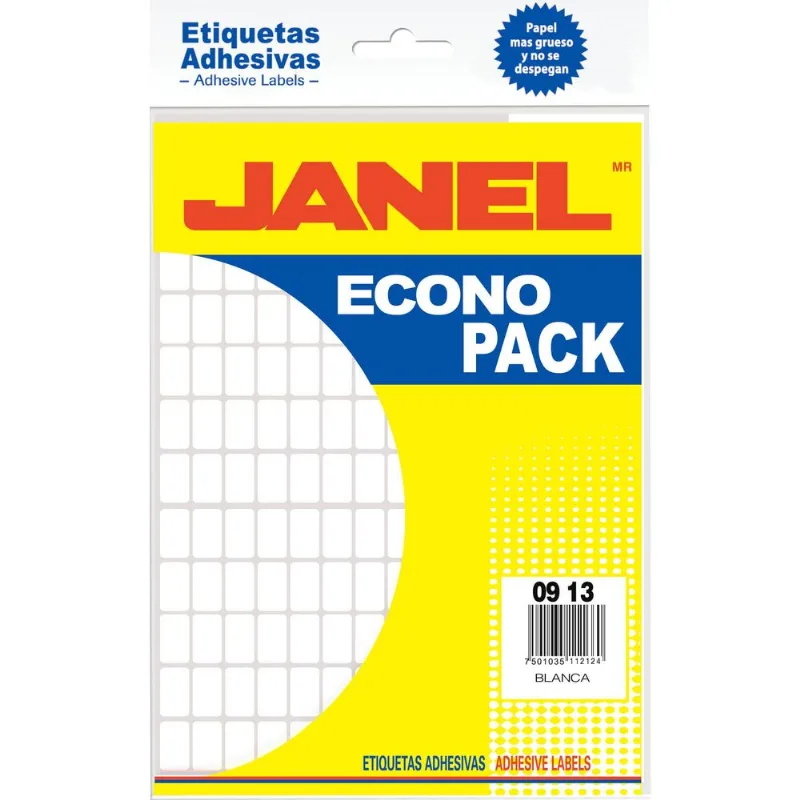 Etiquetas Adhesivas Blancas 2160 Etiquetas | Janel | 9 x 13 mm | Clasificación Precisa
