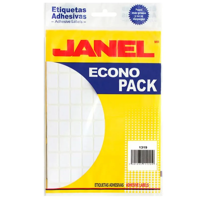 Etiquetas Adhesivas Blancas 1200 Etiquetas | Janel | 13 x 19 mm | Identificación Rápida