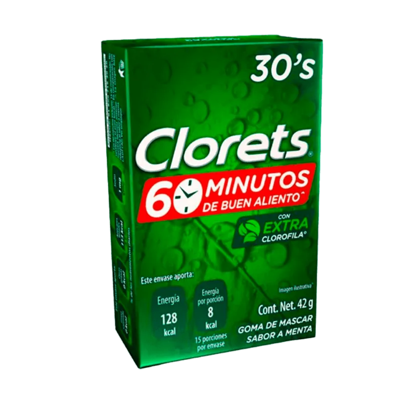 Chicle Clorets Extra Clorofila|42 g|30´s Pack Chicle Clorets 30´S Pack 42g