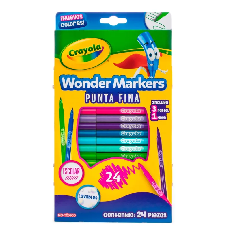 Plumones | Crayola | Wonder Markers | Punta Fina | 24 Piezas