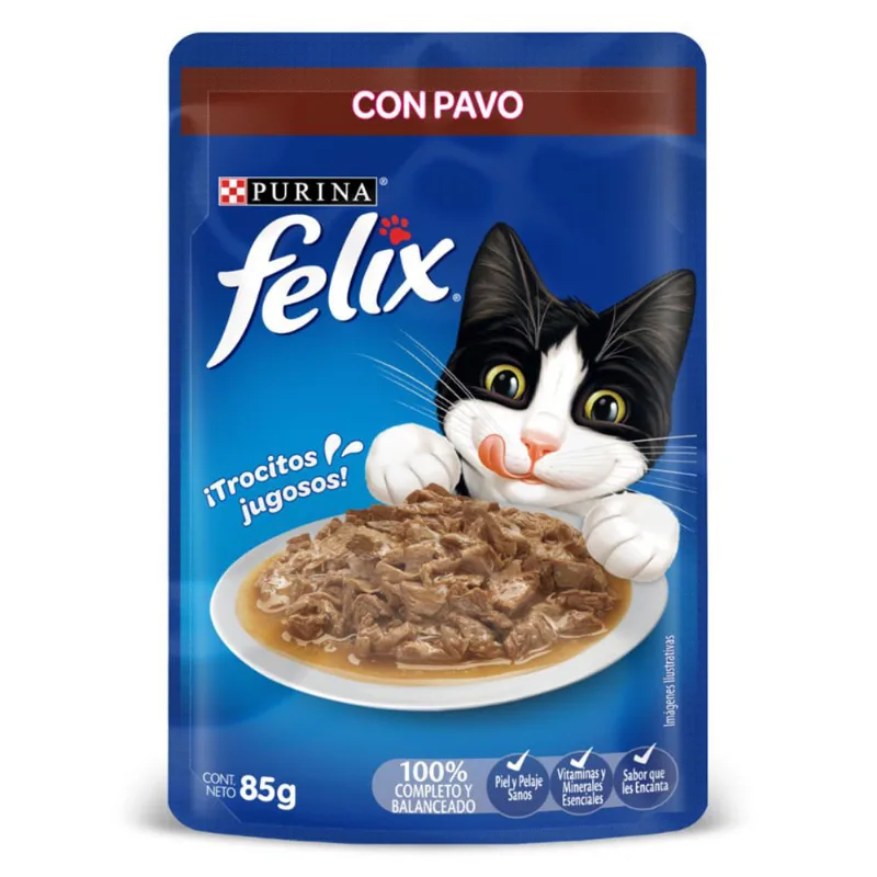 Alimento húmedo para gatos purina sabor pavo en salsa x85g Felix